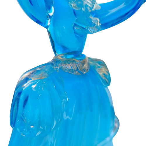 Mid Century Murano Art Glass Goldoni Venetian Figurines White Blue