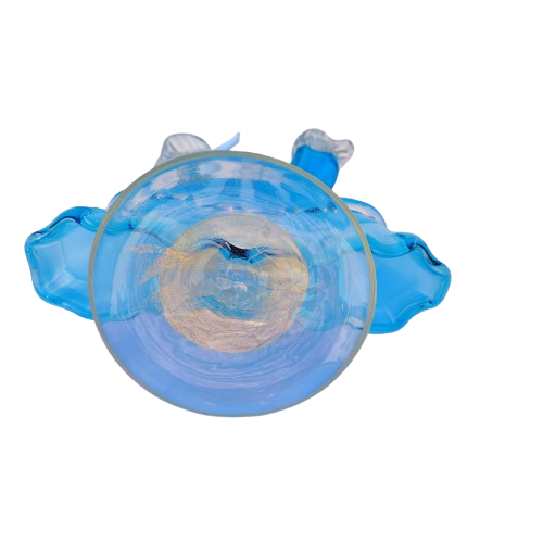Mid Century Murano Art Glass Goldoni Venetian Figurines White Blue