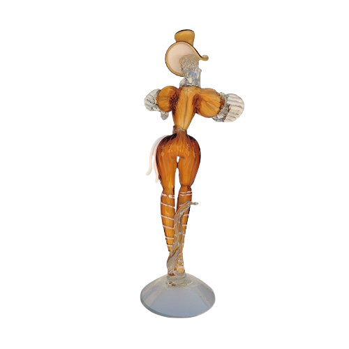 Mid Century Murano Art Glass Amber Couple Goldoni Venetian Figurines