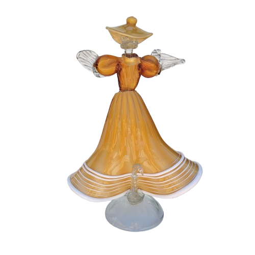 Mid Century Murano Art Glass Amber Couple Goldoni Venetian Figurines