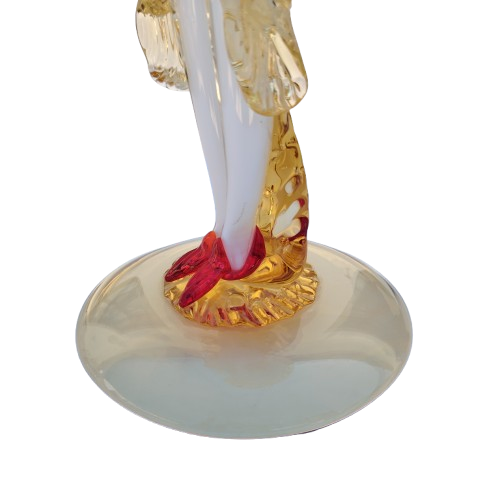Mid Century Murano Art Glass Amber White Couple Goldoni Venetian Figurines