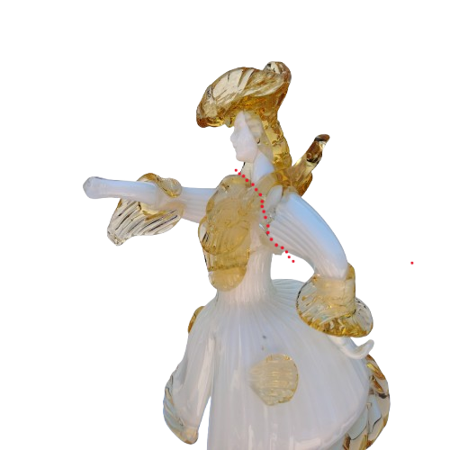 Mid Century Murano Art Glass Amber White Couple Goldoni Venetian Figurines