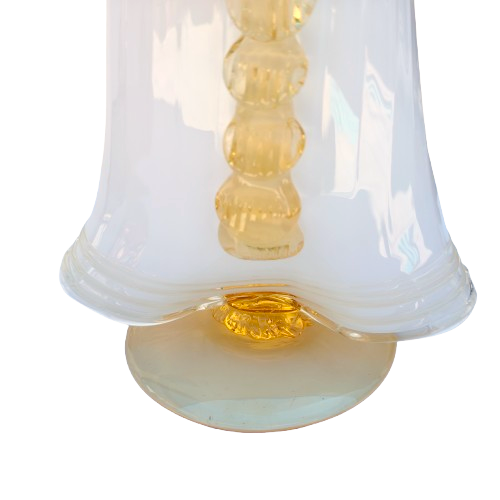 Mid Century Murano Art Glass Amber White Couple Goldoni Venetian Figurines
