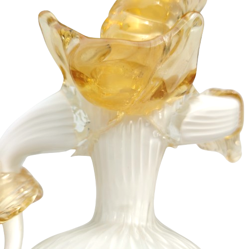 Mid Century Murano Art Glass Amber White Couple Goldoni Venetian Figurines