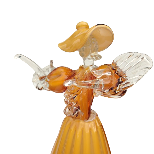 Mid Century Murano Art Glass Amber Couple Goldoni Venetian Figurines