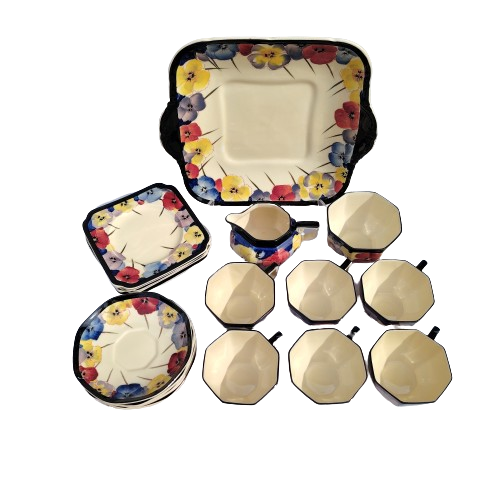 Royal Doulton Art Deco Pansy D4049 Tea Set