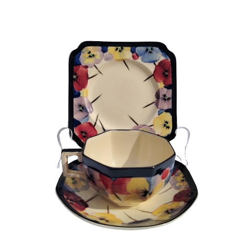 Royal Doulton Art Deco Pansy D4049 Tea Set