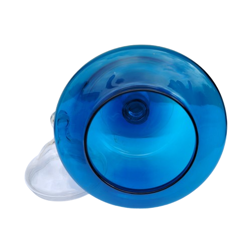 Italian Empoli glass transparent blue candy jar and cover