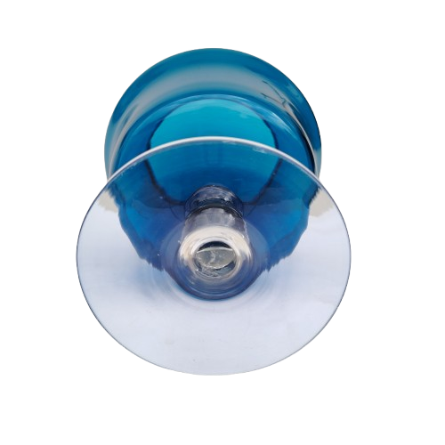 Italian Empoli glass transparent blue candy jar and cover