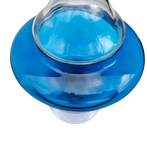 Italian Empoli glass transparent blue candy jar and cover