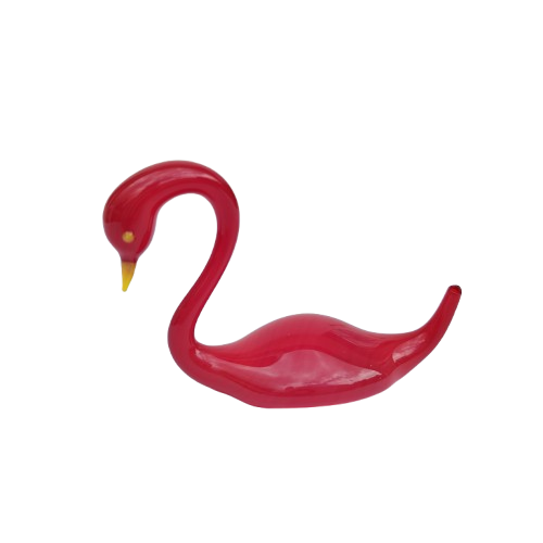 Vintage Hand Blown Art Glass Red Swan