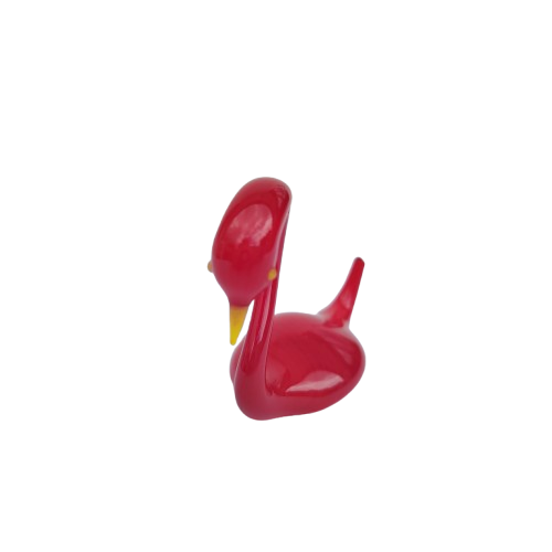 Vintage Hand Blown Art Glass Red Swan