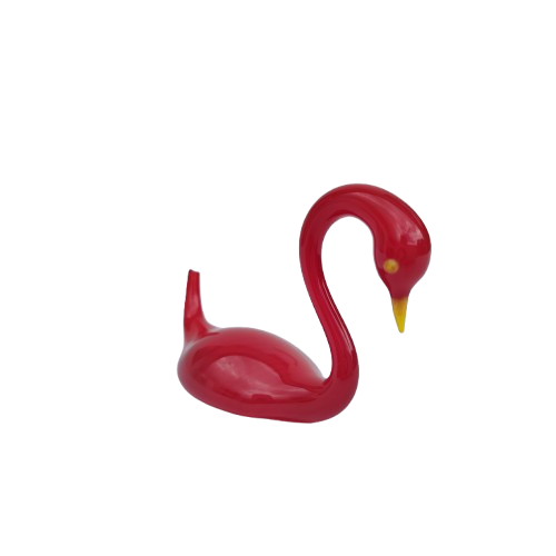 Vintage Hand Blown Art Glass Red Swan