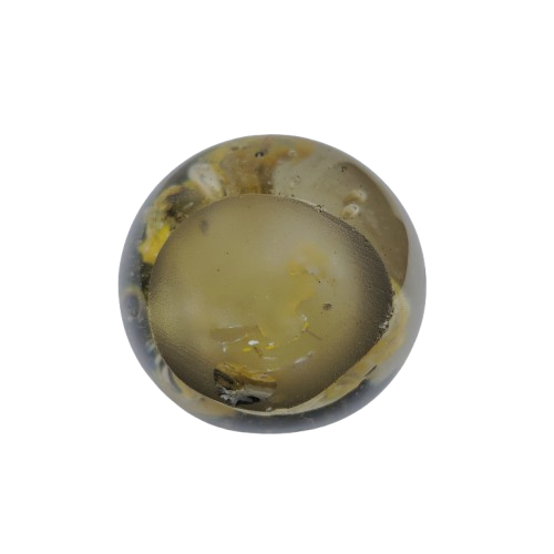 Vintage Round Yellow and White Art Glass Paperweight