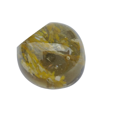 Vintage Round Yellow and White Art Glass Paperweight