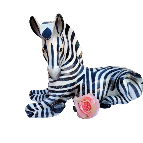 Huge Mid Century Italy Zebra Porcelain Figurine Sculpture
