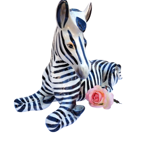 Huge Mid Century Italy Zebra Porcelain Figurine Sculpture