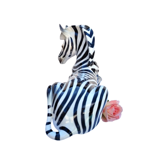 Huge Mid Century Italy Zebra Porcelain Figurine Sculpture