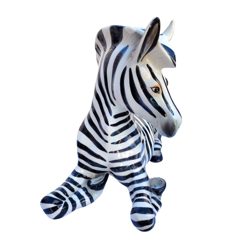 Huge Mid Century Italy Zebra Porcelain Figurine Sculpture