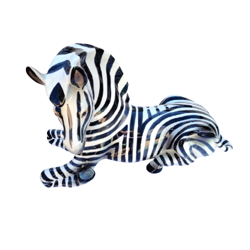 Huge Mid Century Italy Zebra Porcelain Figurine Sculpture