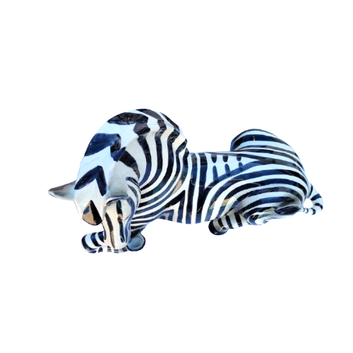 Huge Mid Century Italy Zebra Porcelain Figurine Sculpture
