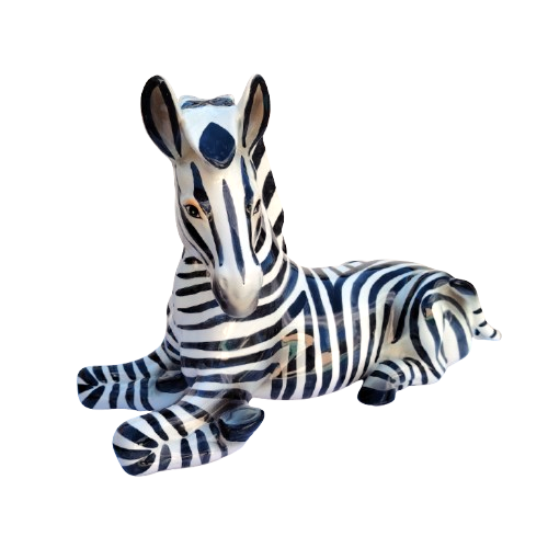 Huge Mid Century Italy Zebra Porcelain Figurine Sculpture