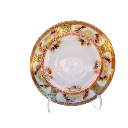 Nippon Bone China with Flowers Gold Trim Tea Set