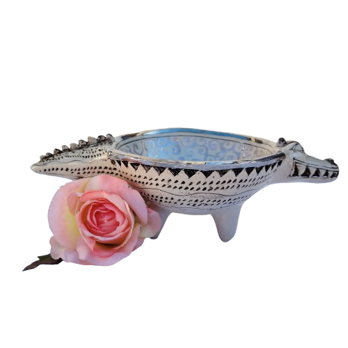 Rika Senekal Hand-Made Hand-Painted Crocodile one of a kind Ceramic Bowl