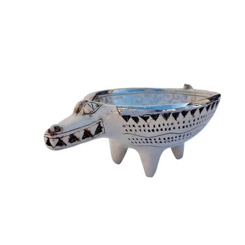 Rika Senekal Hand-Made Hand-Painted Crocodile one of a kind Ceramic Bowl