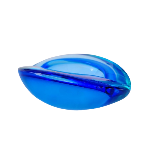 Murano Sommerso Flavio Poli Blue and Turquoise Glass Bowl