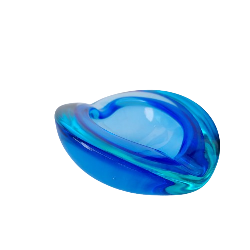 Murano Sommerso Flavio Poli Blue and Turquoise Glass Bowl
