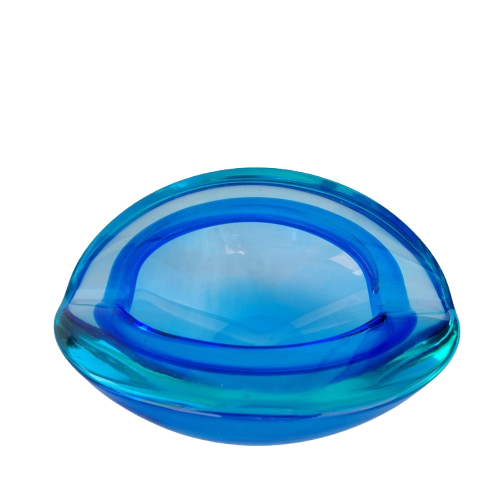Murano Sommerso Flavio Poli Blue and Turquoise Glass Bowl