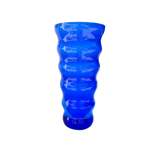 Czech Libera Blue and White Sommerso Art Glass Vase