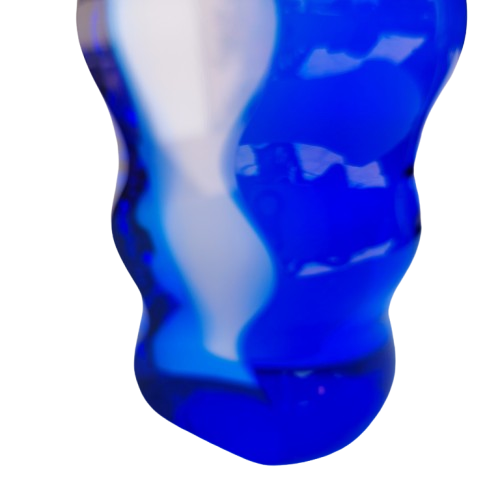 Czech Libera Blue and White Sommerso Art Glass Vase