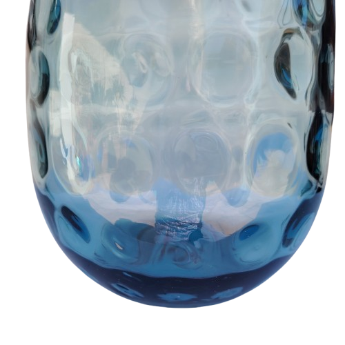 Ice Blue Glass Bubble Optic Thumbprint Round Vase