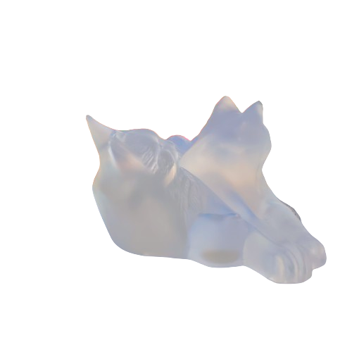 Lalique frosted crystal `Reclining Cats` figurine, designed by Marc Lalique