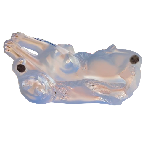 Lalique frosted crystal `Reclining Cats` figurine, designed by Marc Lalique
