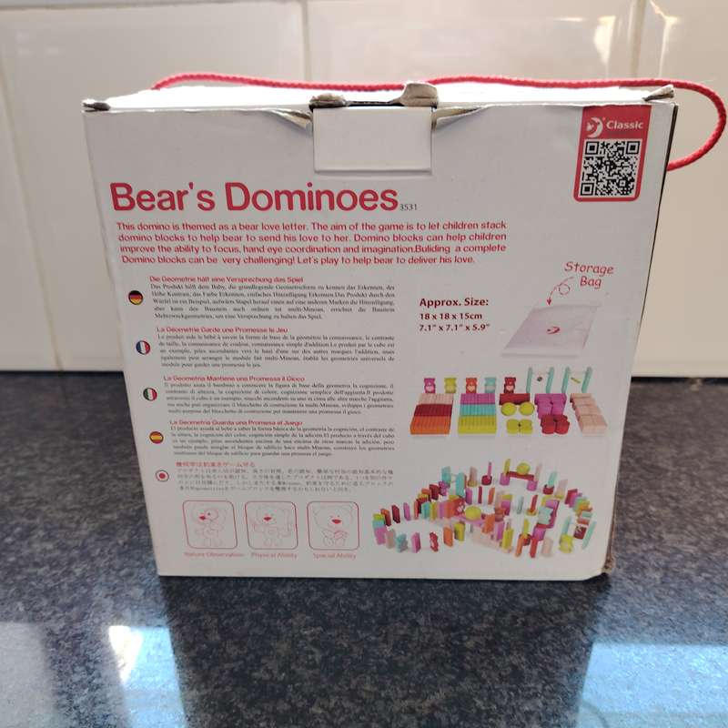 Classic World Bear's Domino Block Game 105 Piece set