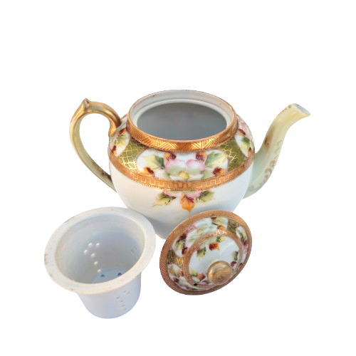 Nippon Bone China with Flowers Gold Trim Tea Set
