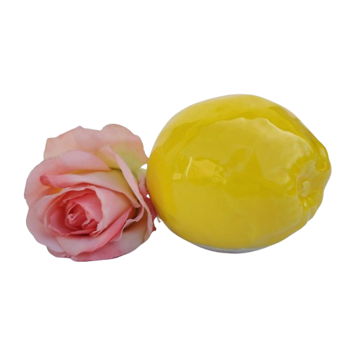 Large Ceramic Yellow Lemon Fruit Lifelike
