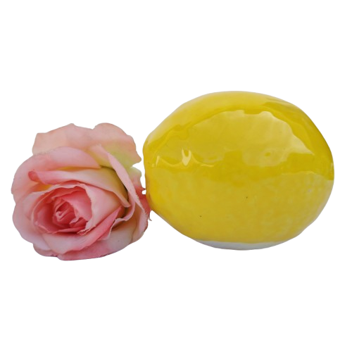Large Ceramic Yellow Lemon Fruit Lifelike