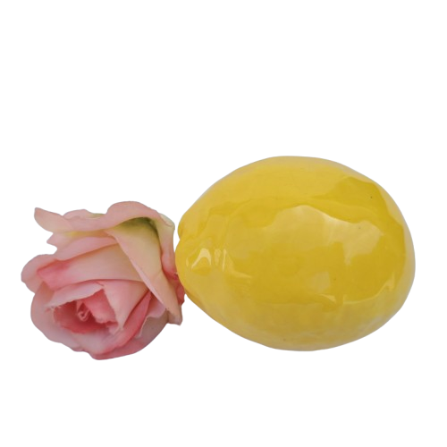 Large Ceramic Yellow Lemon Fruit Lifelike