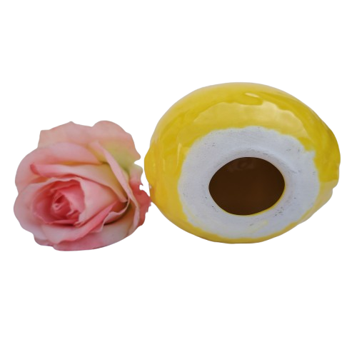 Large Ceramic Yellow Lemon Fruit Lifelike