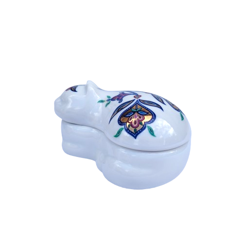 Elizabeth Arden Byzantium Collection Porcelain Cat Trinket Box