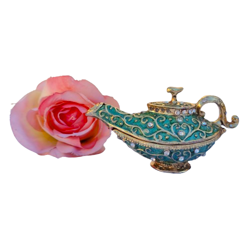 Mini Aladdin Magic Genie Light Lamp Pot Hinged Jewelry Box