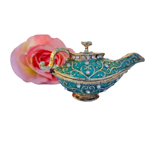 Mini Aladdin Magic Genie Light Lamp Pot Hinged Jewelry Box