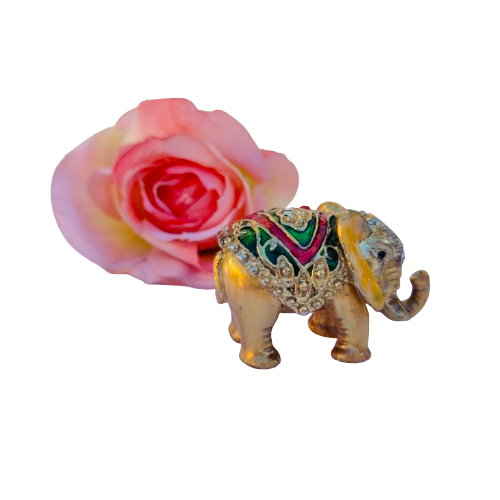Mini Indian Elephant enamel Pot Hinged Jewelry Box