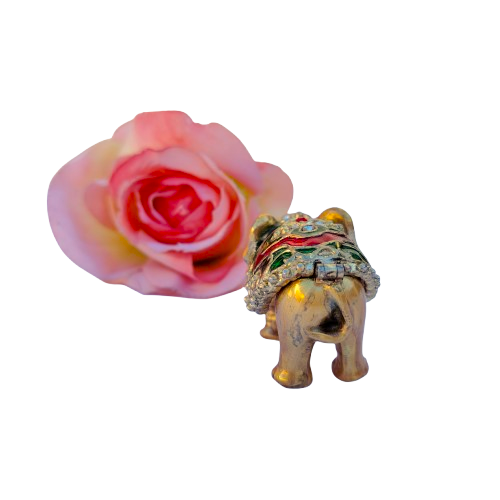 Mini Indian Elephant enamel Pot Hinged Jewelry Box