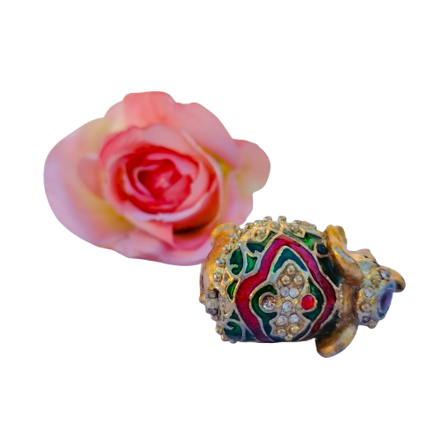 Mini Indian Elephant enamel Pot Hinged Jewelry Box