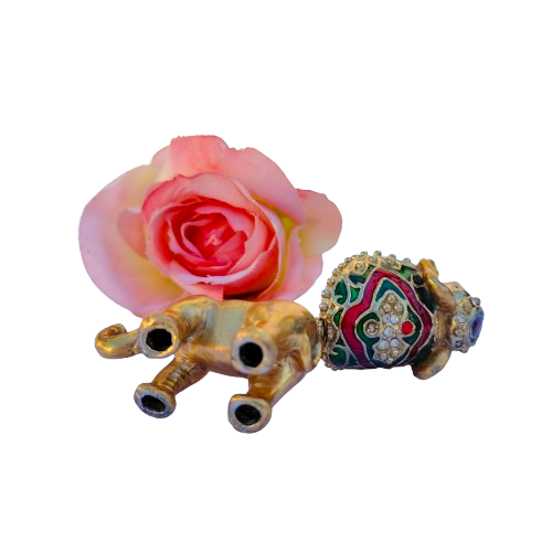 Mini Indian Elephant enamel Pot Hinged Jewelry Box